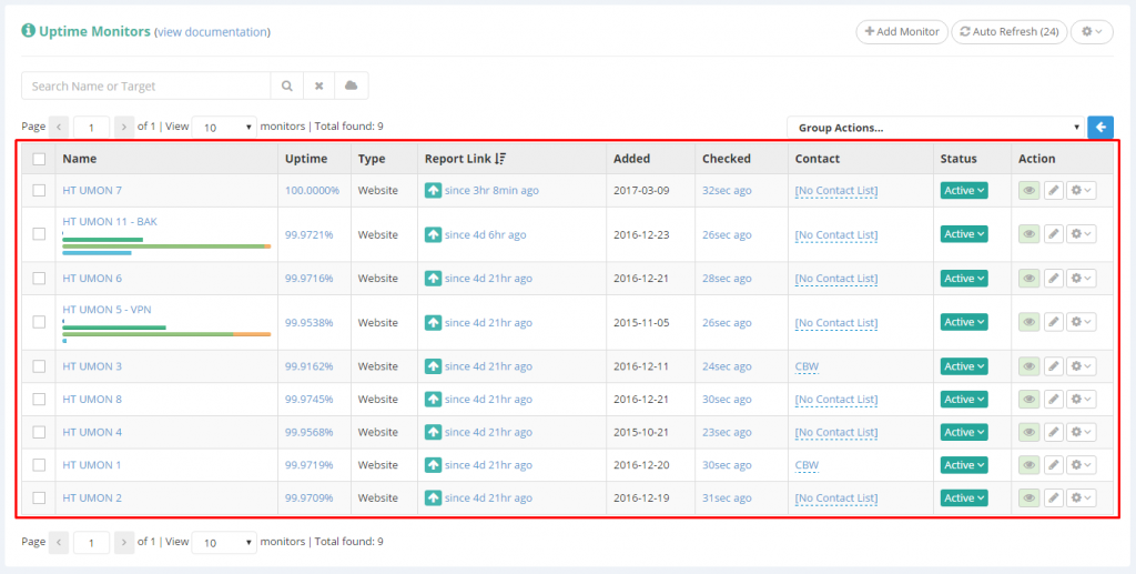 Auto refresh timer hetrixtools