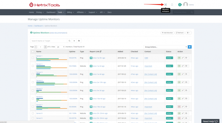 Maximize Workspace – HetrixTools